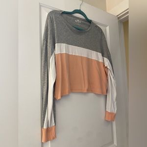 Hollister get cotton long sleeve color block shirt, size small